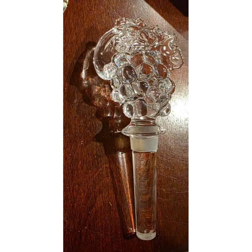 Mikasa Lead Crystal Bottle Stopper Wine Grapes Fruit Collection New in Box